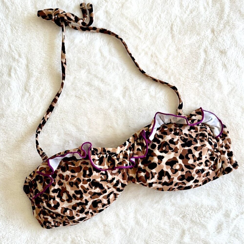 Cheetah Print Bikini Top - Size Small